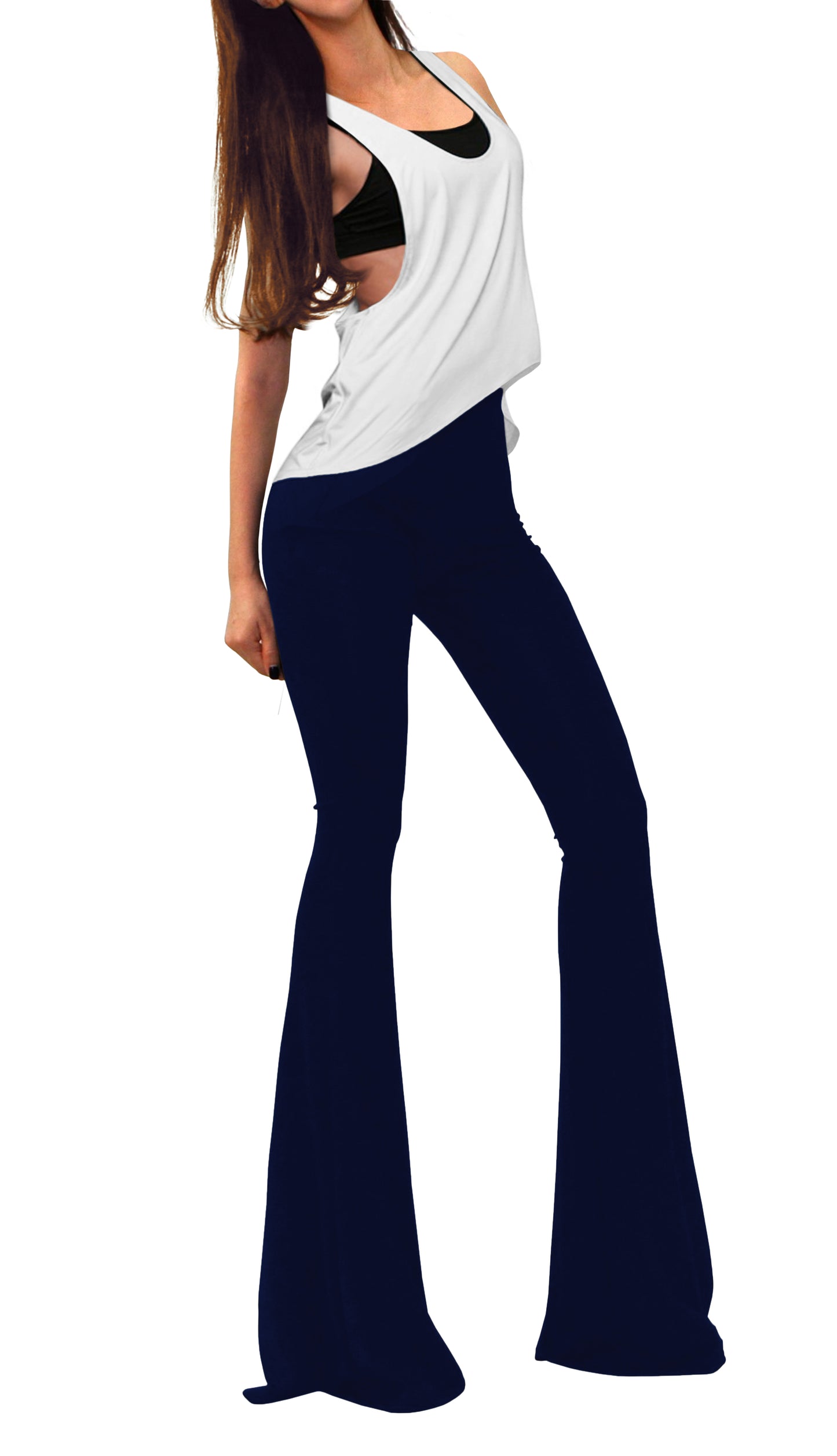 Women's Plus Fold Over Waist Flared Pants