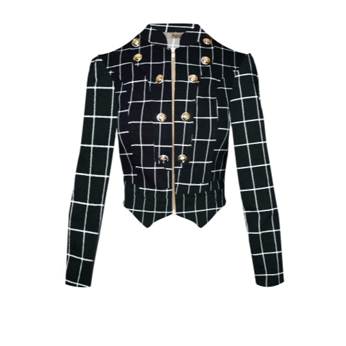 Women's Crop Zip-Up Military Blazer