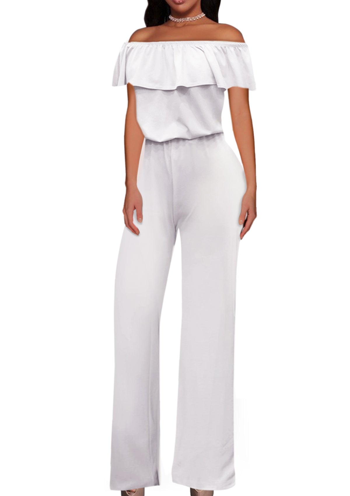 Women's Off Shoulder Camouflage High Waist Wide Leg Jumpsuit