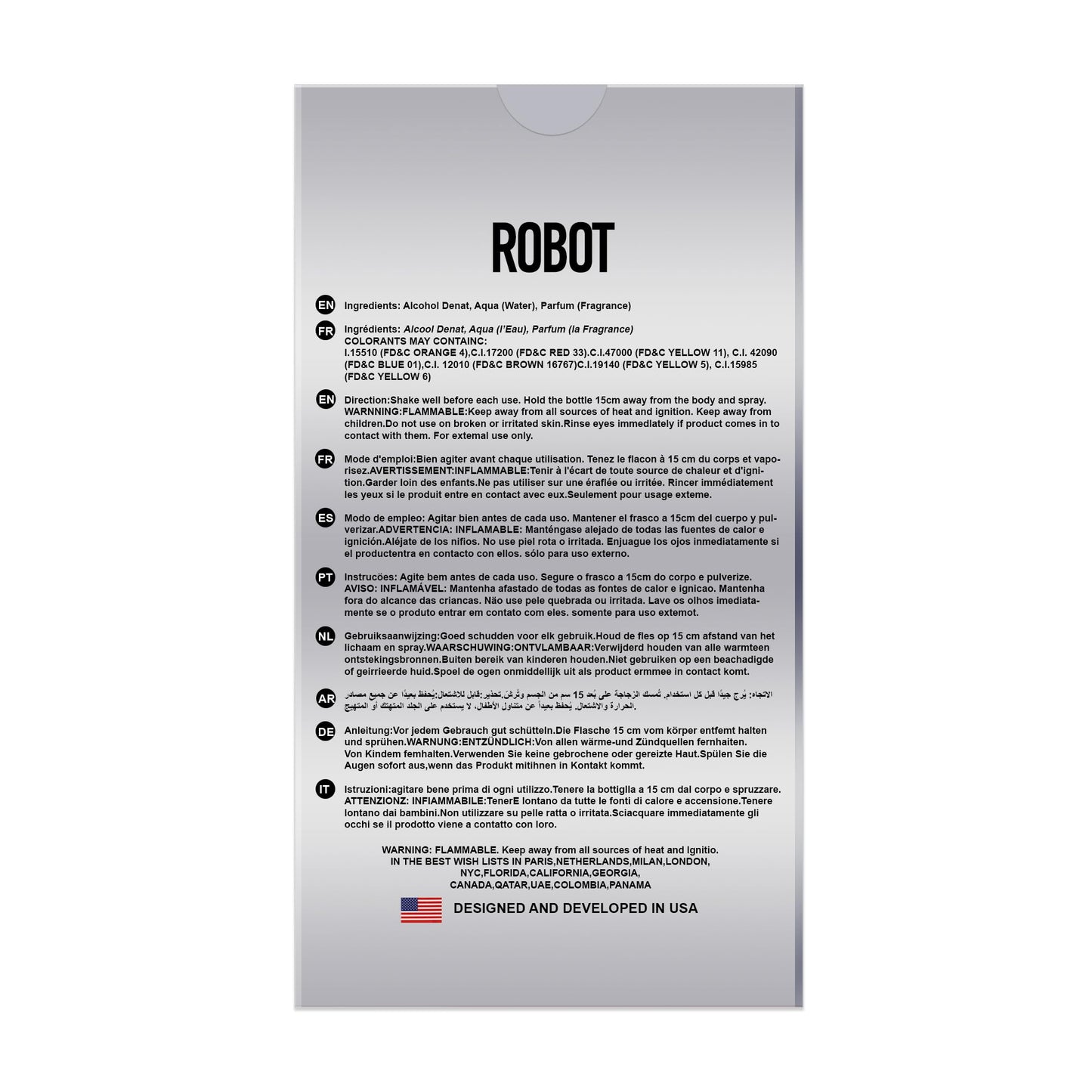 Robot For Men Eau De Toilette Vaporisateur Natural Spray 3.4 Fl Oz