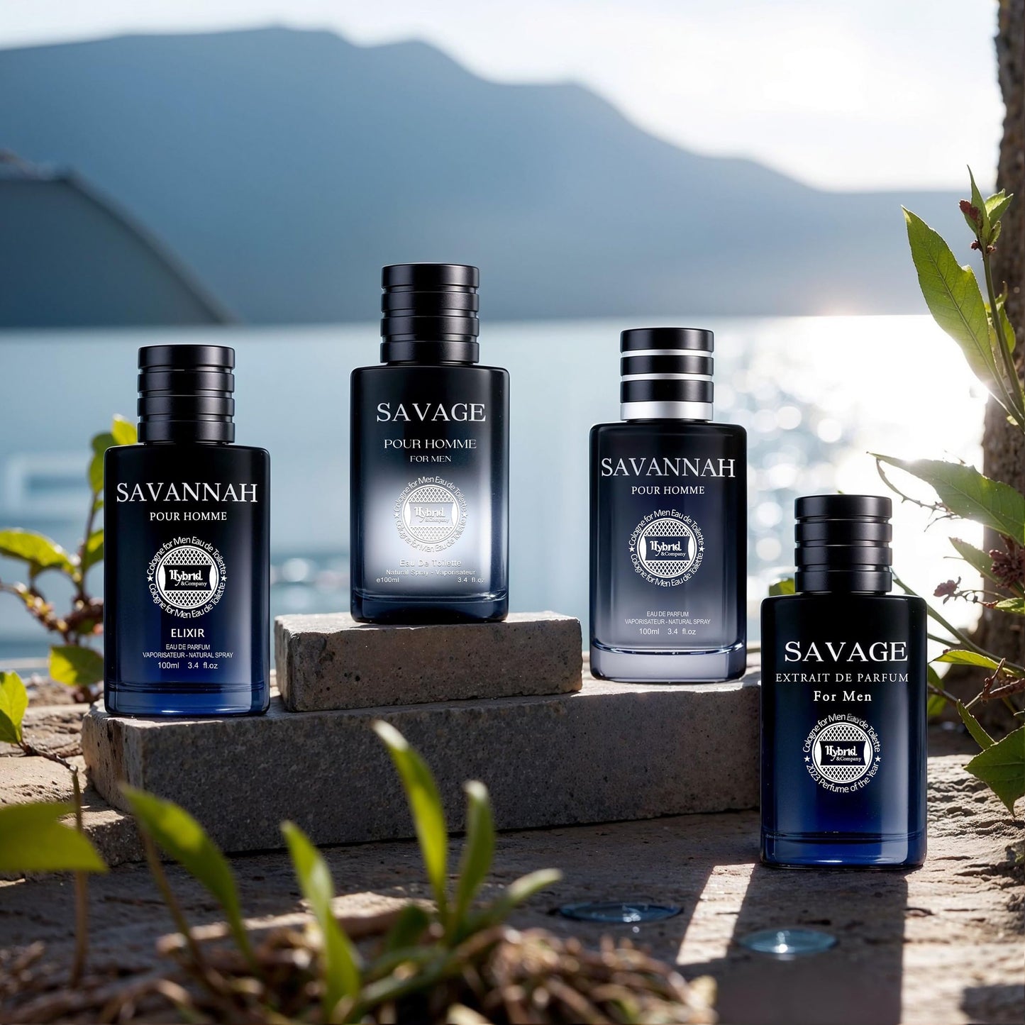 Hybrid & Company Mens 4 PCS Savage,Savannah Pour Homme Eau De Toilette Natural Spray