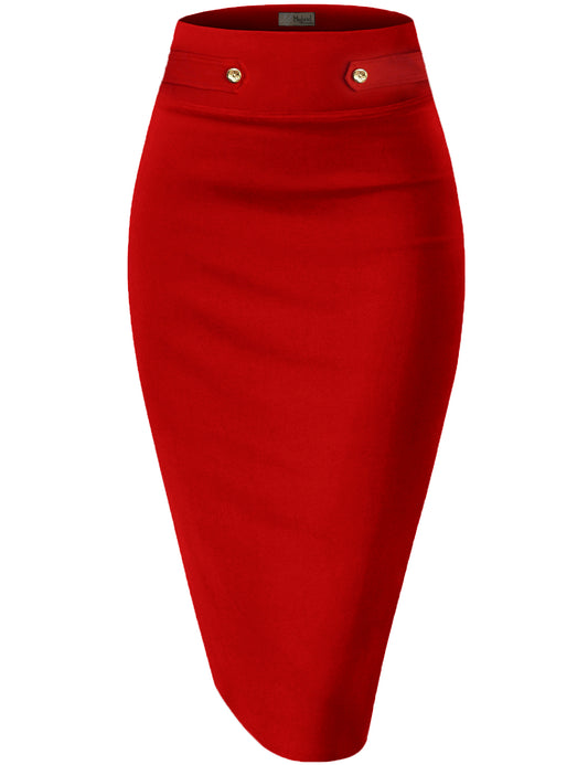 Women's Nylon Ponte Stretch Pencil Skirt