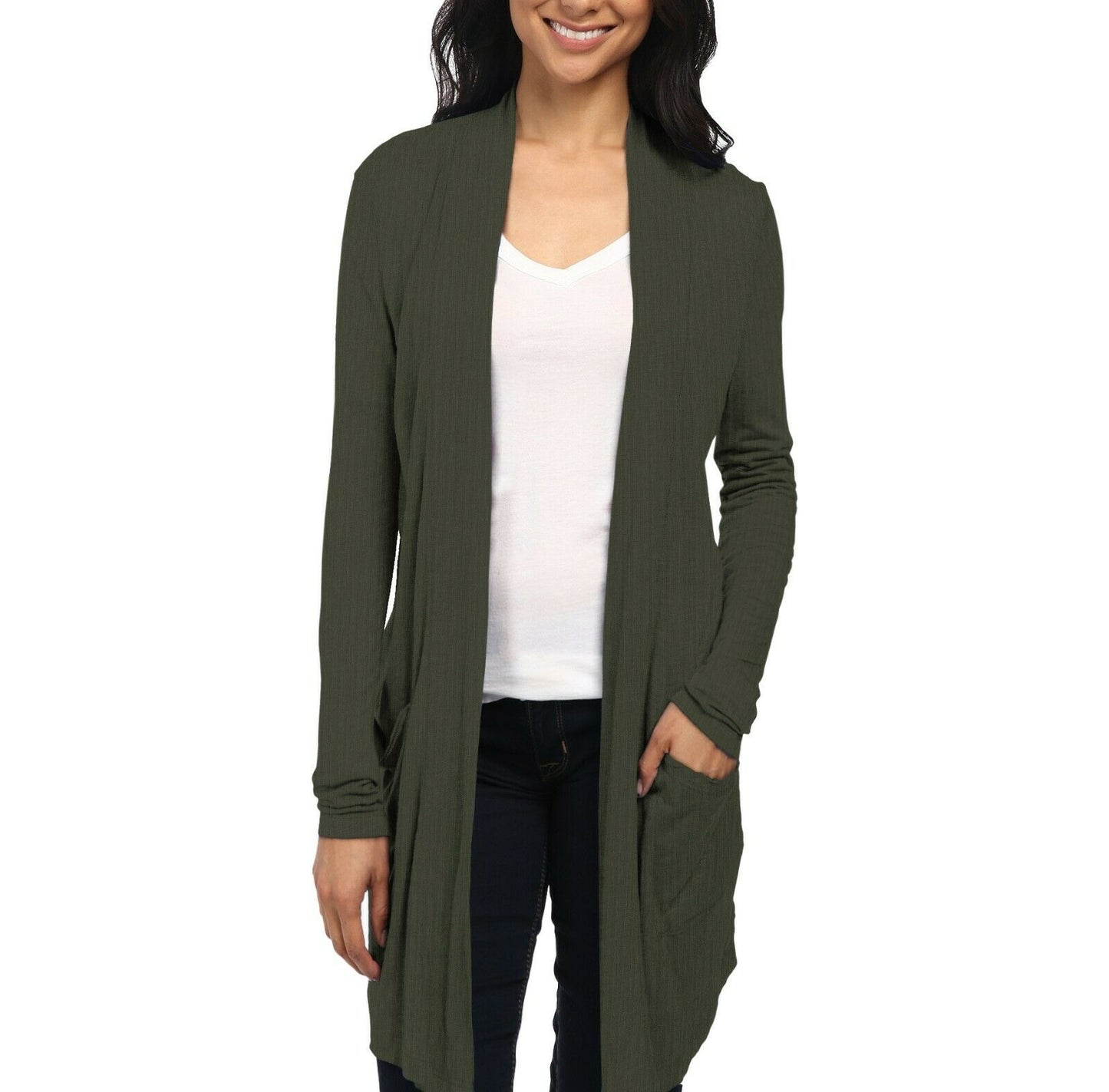 Women's Plus Open Front Drape Cardigan