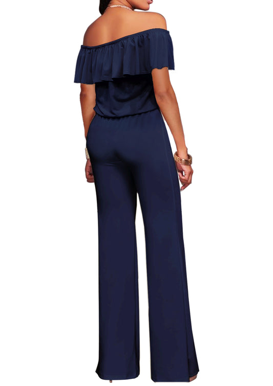 Women's Off Shoulder Camouflage High Waist Wide Leg Jumpsuit