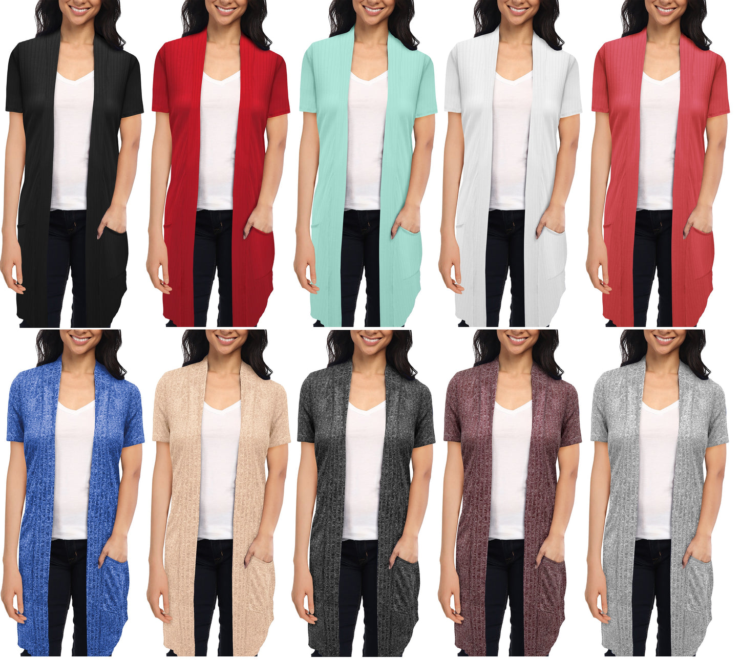 Women's Short Sleeve Open Front Drape Cardigan