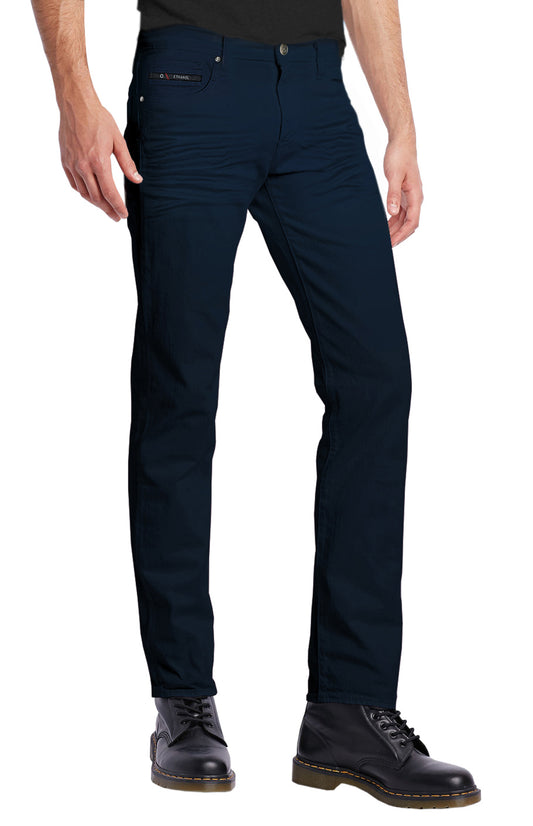 Mens Slim Hyper Stretch Motion Denim Detail Five Pocket Jean