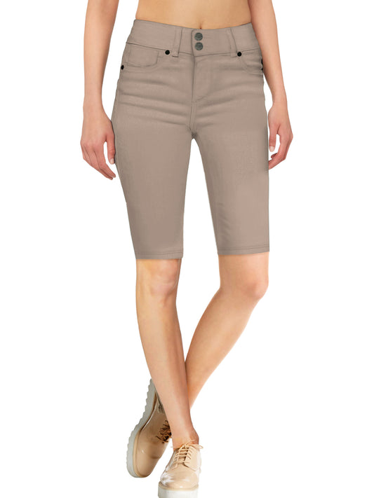 Plus Size Women's Butt Lift V2 Super Comfy Stretch Denim Bermuda Short