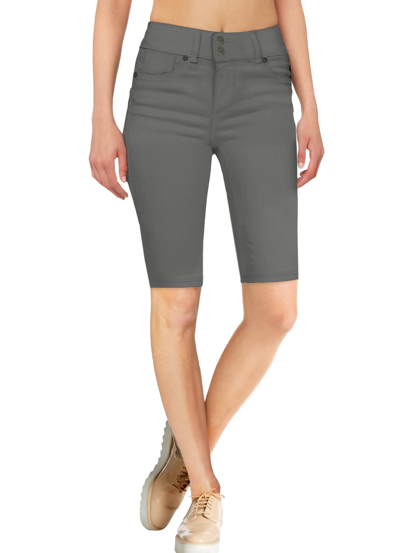 Plus Size Women's Butt Lift V2 Super Comfy Stretch Denim Bermuda Short