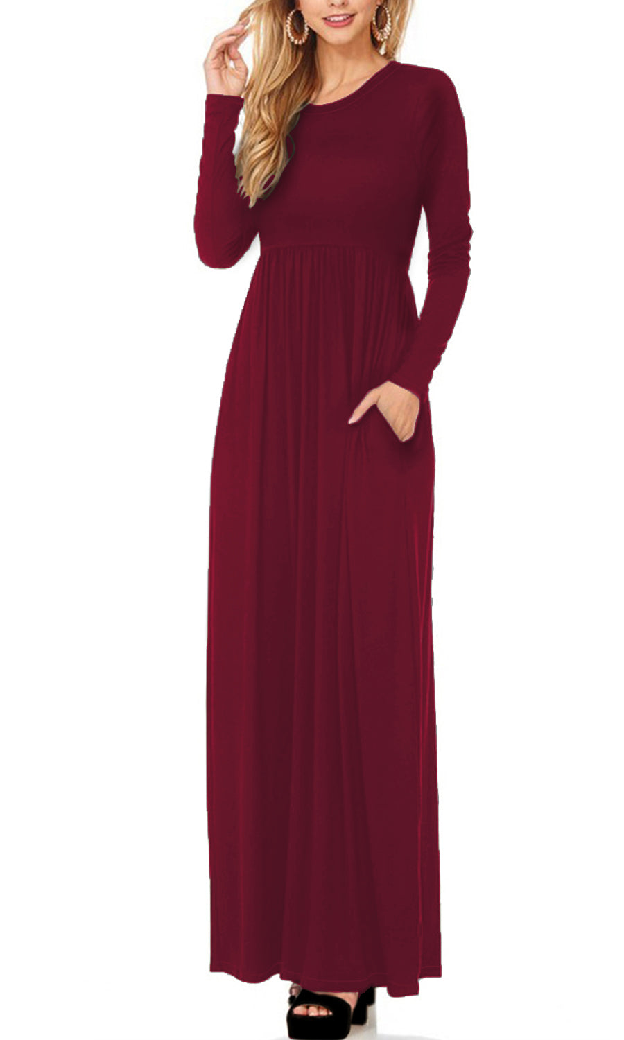 Women Long Sleeve Maternity Casual Maxi Dress