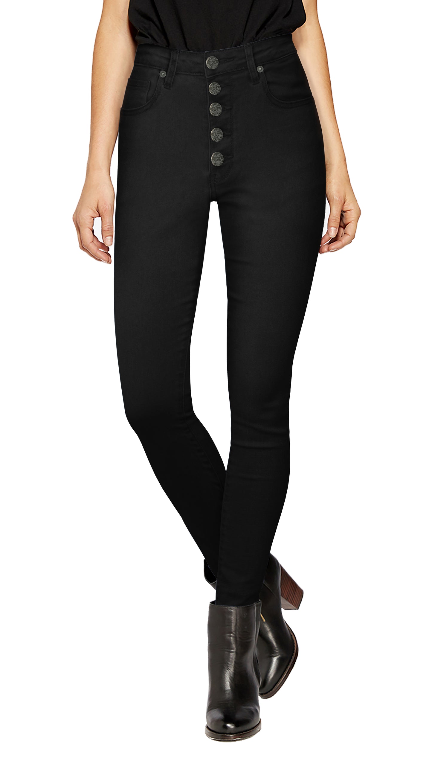 Plus Size Womens Super Stretch 5 Button High Waist Skinny Jeans