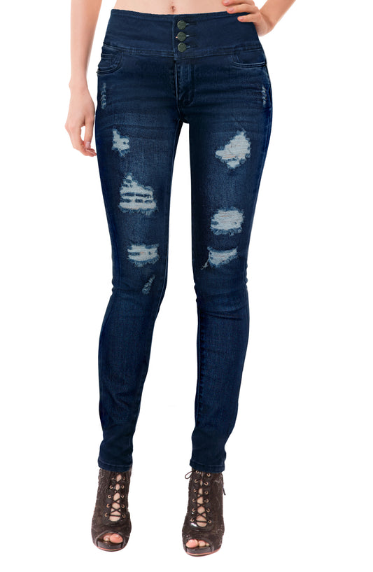 Plus Size Women's Ripped/Destructed Butt Lift V3 Super Comfy Stretch Denim Jeans