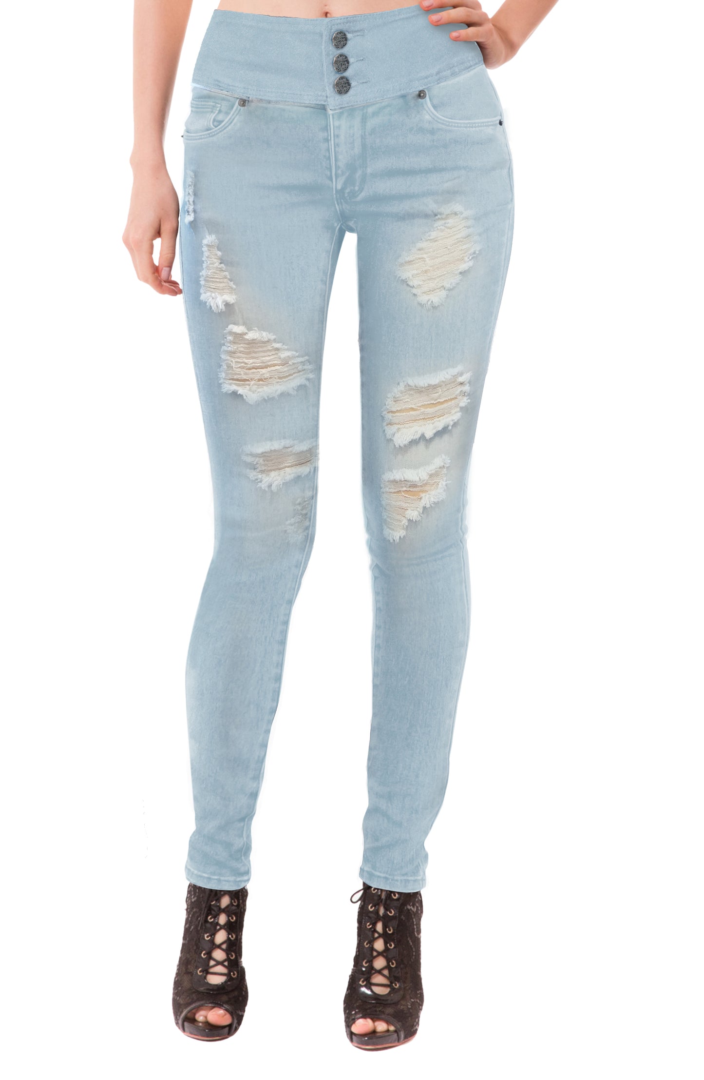 Plus Size Women's Ripped/Destructed Butt Lift V3 Super Comfy Stretch Denim Jeans