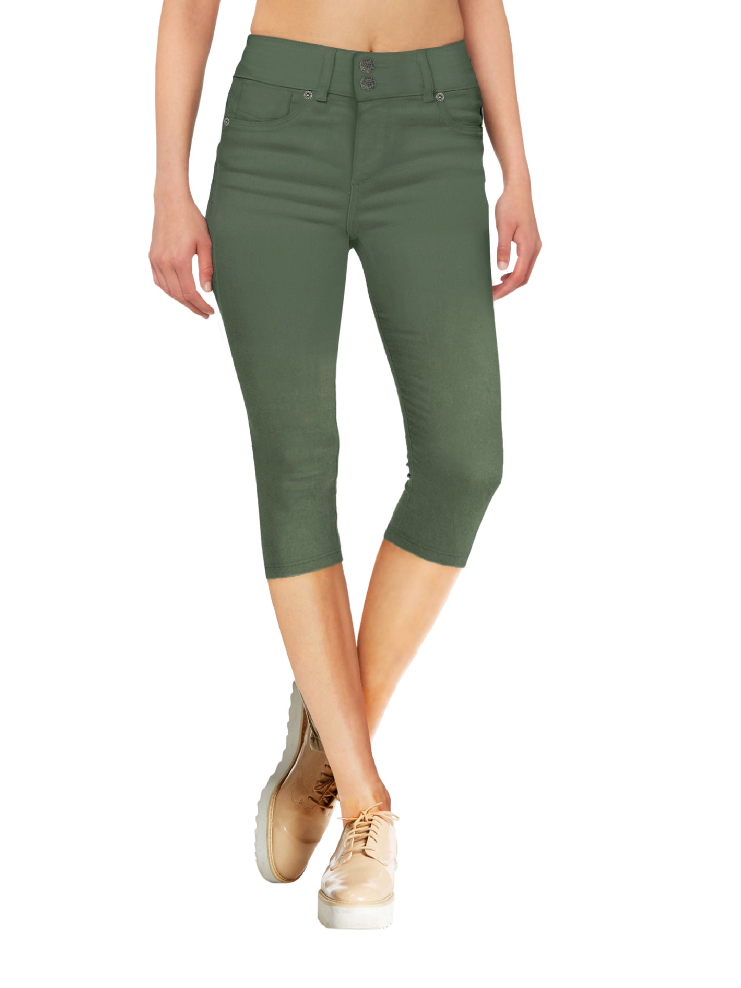 Plus Size Women's Butt Lift V2 Super Comfy Stretch Denim Capri