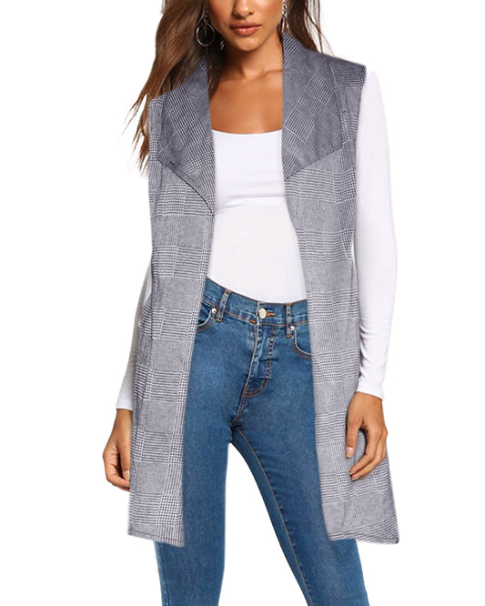 Women's Vest Jacket Cardigan Blazer with Fabric Belt