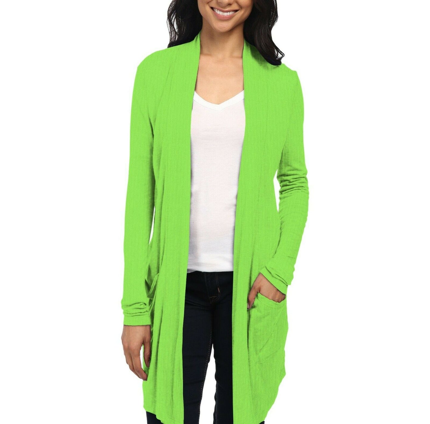 Women's Plus Open Front Drape Cardigan