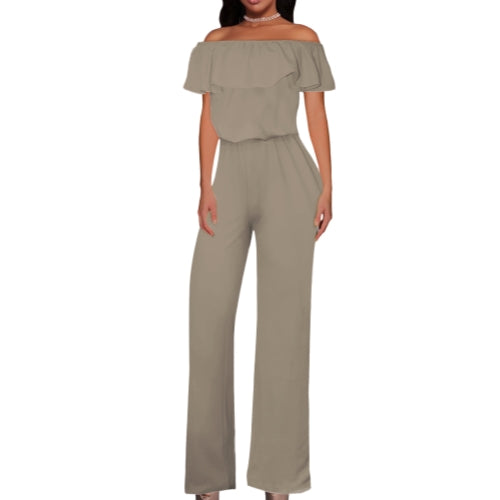 Women's Off Shoulder Camouflage High Waist Wide Leg Jumpsuit