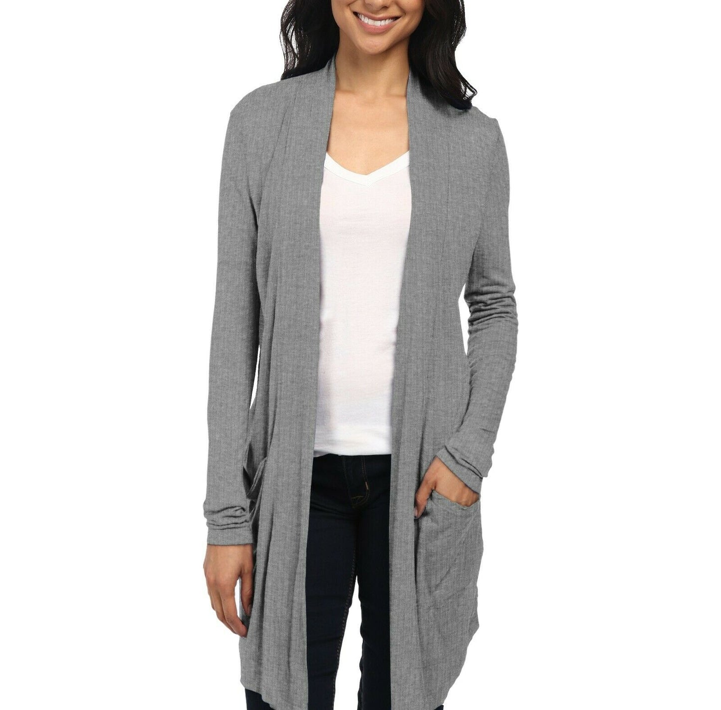 Women's Plus Open Front Drape Cardigan
