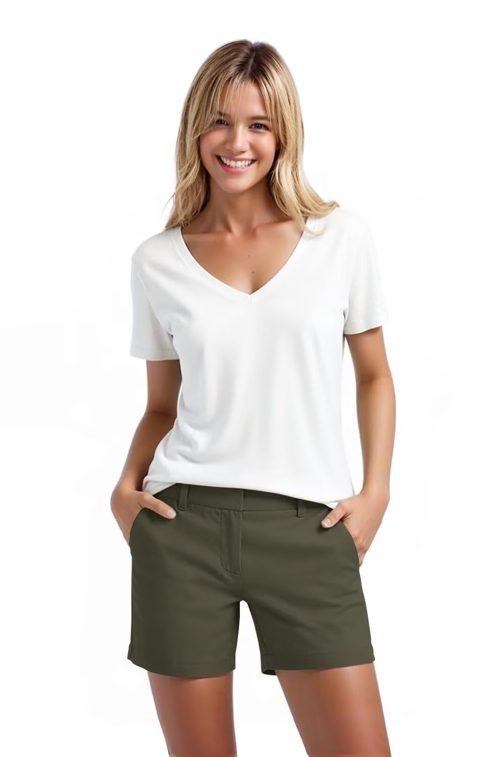 Hybrid & Company Women's Stretch Walking Shorts with Pockets
