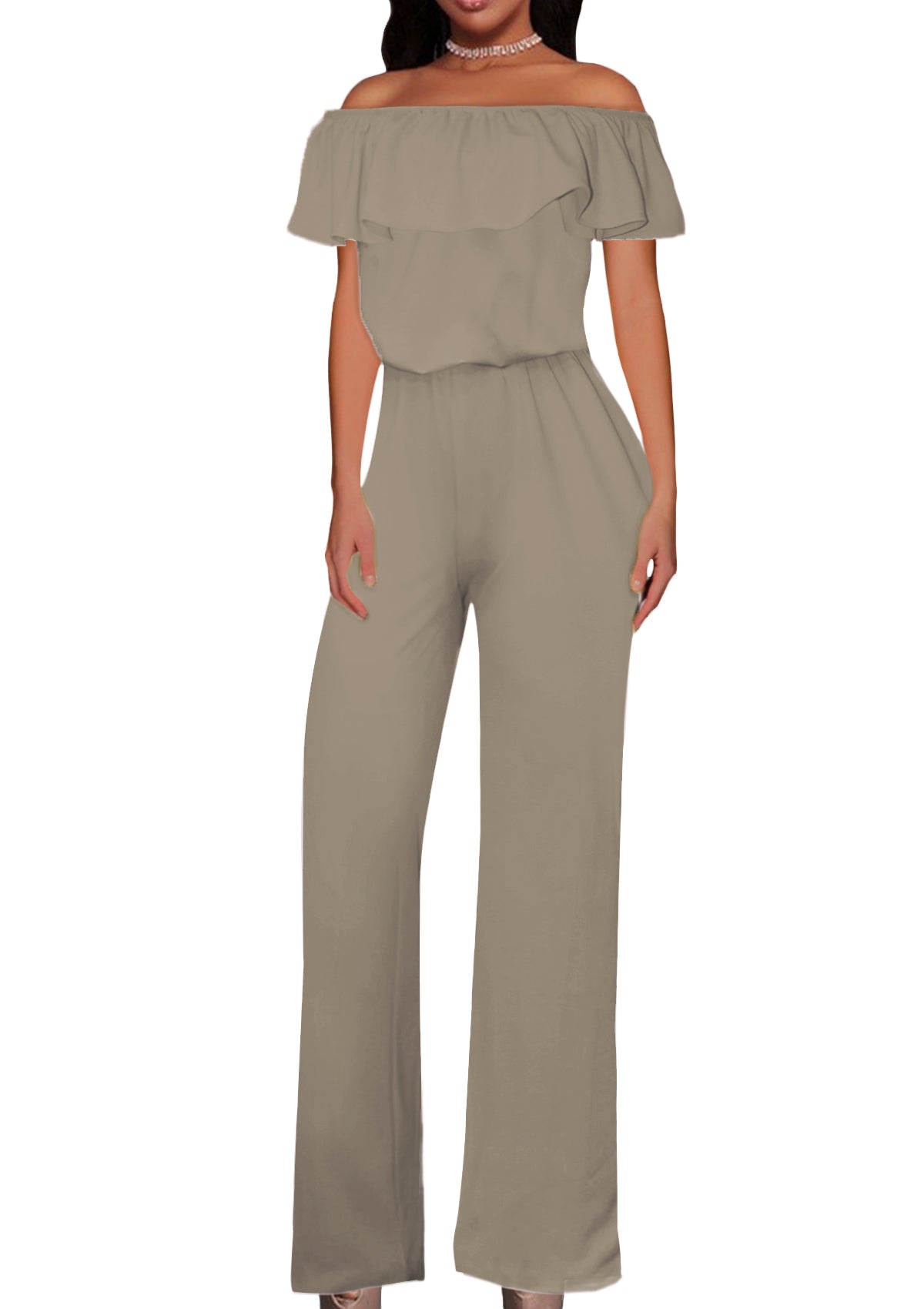Women's Off Shoulder Camouflage High Waist Wide Leg Jumpsuit