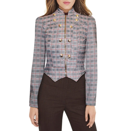 Women's Crop Zip-Up Military Blazer