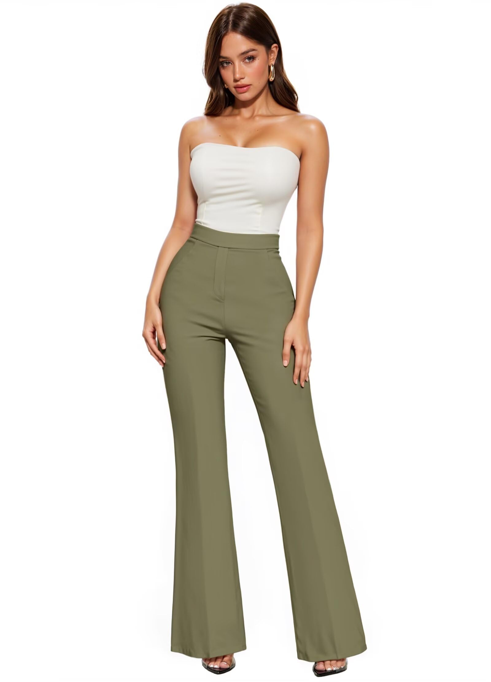Hybrid & Company Women's Office Flare Pants - Aloe