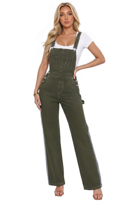 Hybrid & Company Women's Denim Jumpsuit Overalls - PVJ6032 Army Green