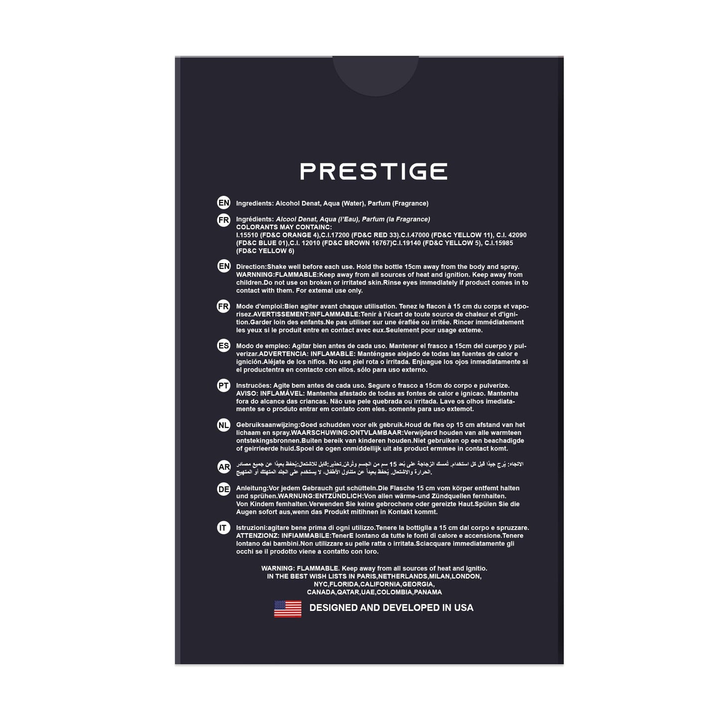 Prestige For Men Eau De Toilette Vaporisateur Natural Spray 3.4 Fl Oz