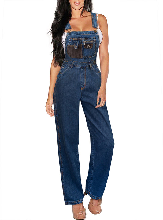 Hybrid & Company Women's Denim Jumpsuit Overalls - PVJ6009 Dark Wash