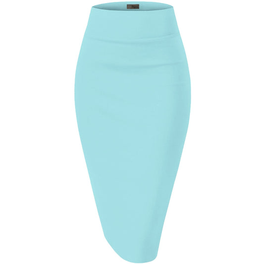 Hybrid & Company Women's Ponte Pencil Skirt - Aqua