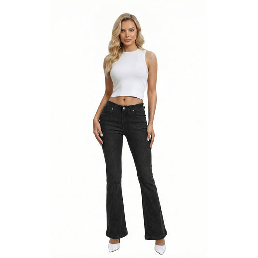 Hybrid & Company Women's Flare Denim Jeans - BLACK