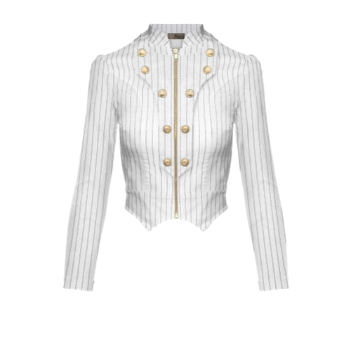 Women's Crop Zip-Up Military Blazer
