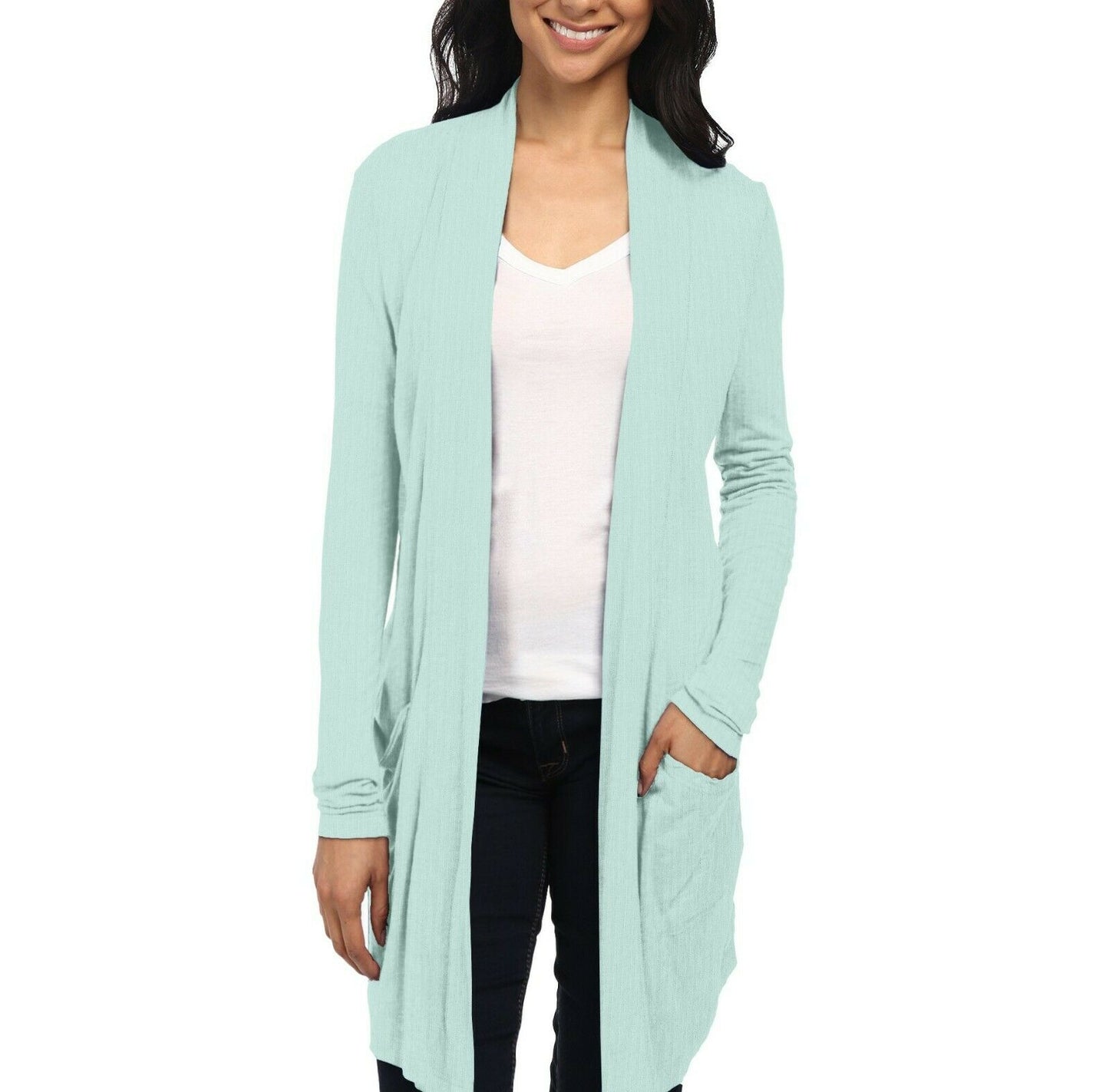 Women's Plus Open Front Drape Cardigan