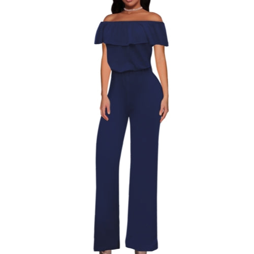 Women's Off Shoulder Camouflage High Waist Wide Leg Jumpsuit