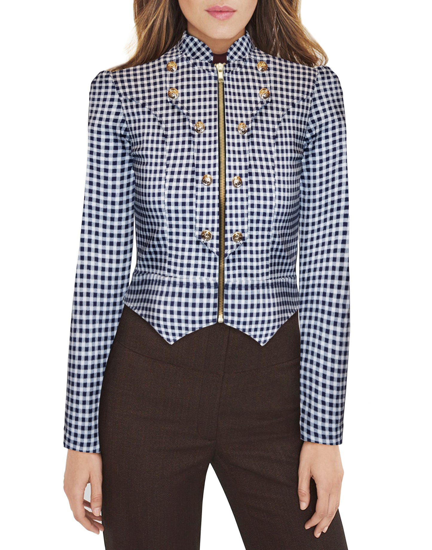 Women's Crop Zip-Up Military Blazer