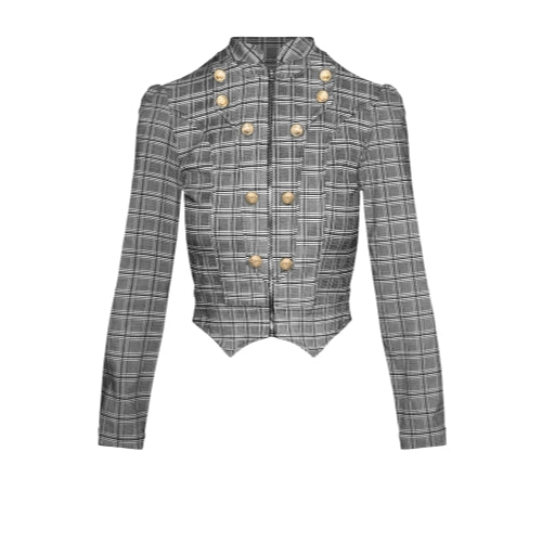Women's Crop Zip-Up Military Blazer