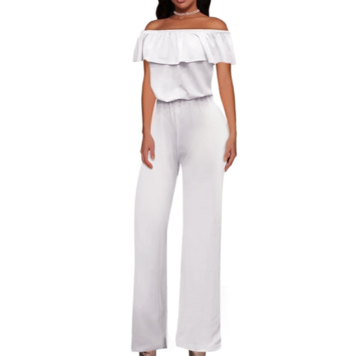 Women's Off Shoulder Camouflage High Waist Wide Leg Jumpsuit