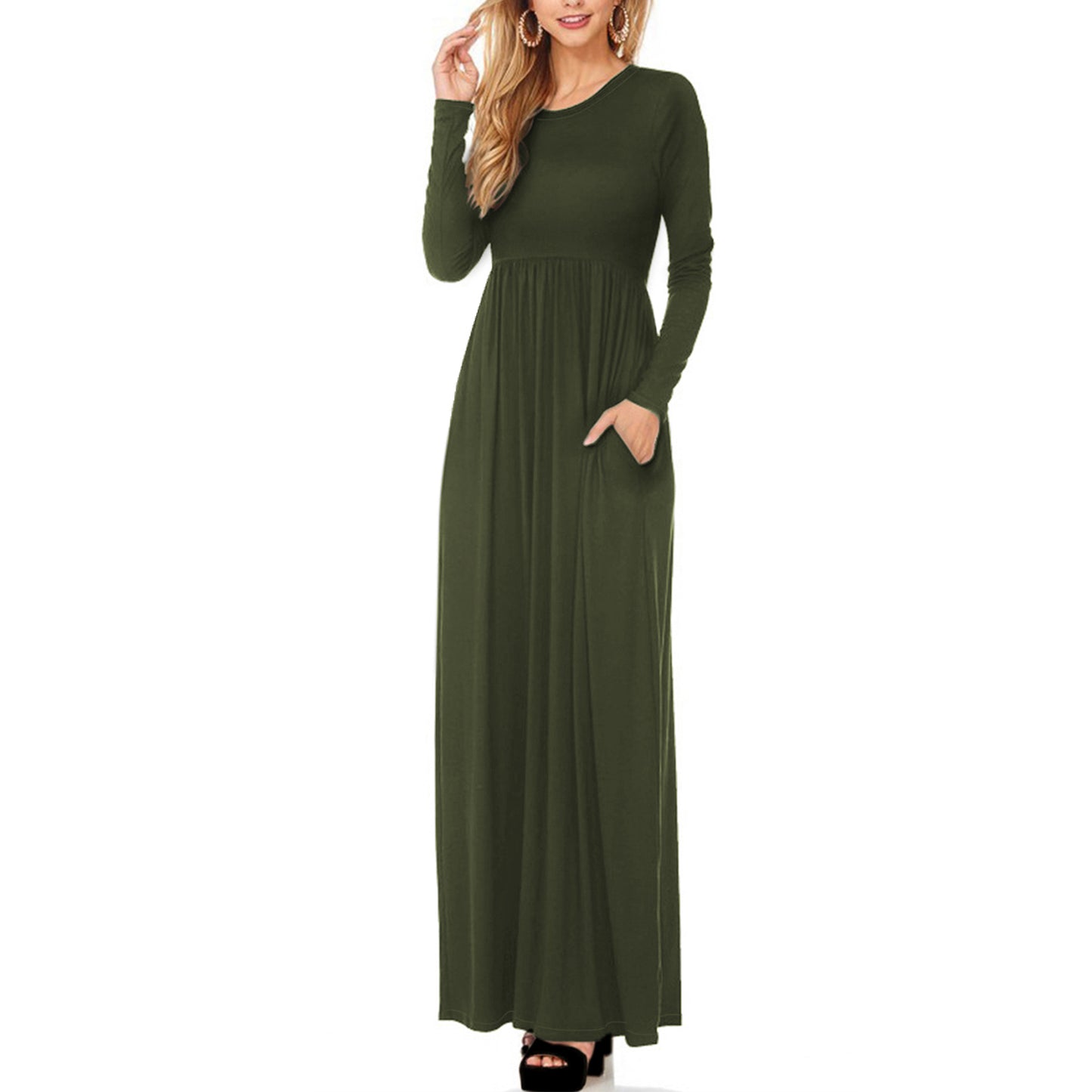Women's Casual Long Sleeve Maternity Maxi Dress