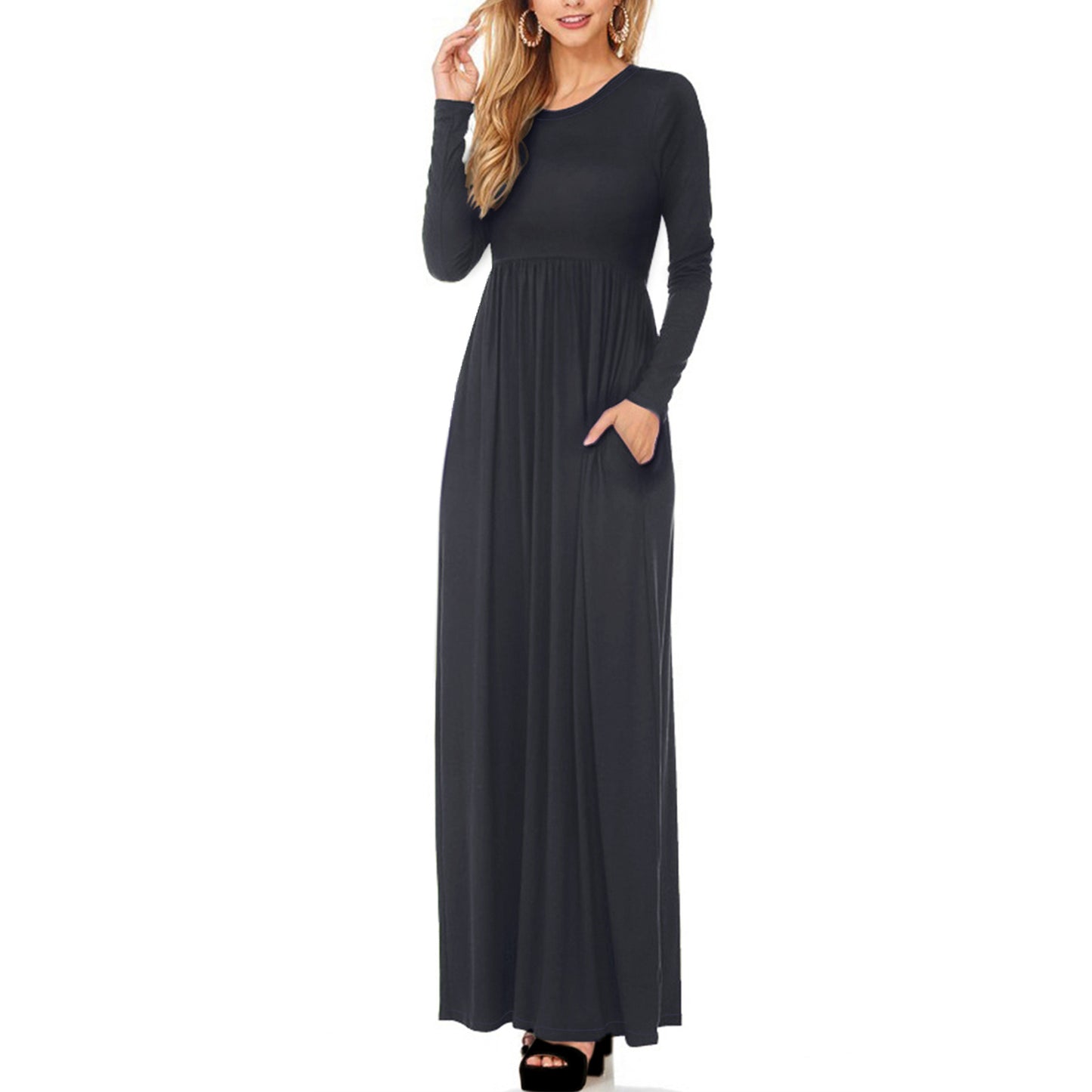 Women's Casual Long Sleeve Maternity Maxi Dress