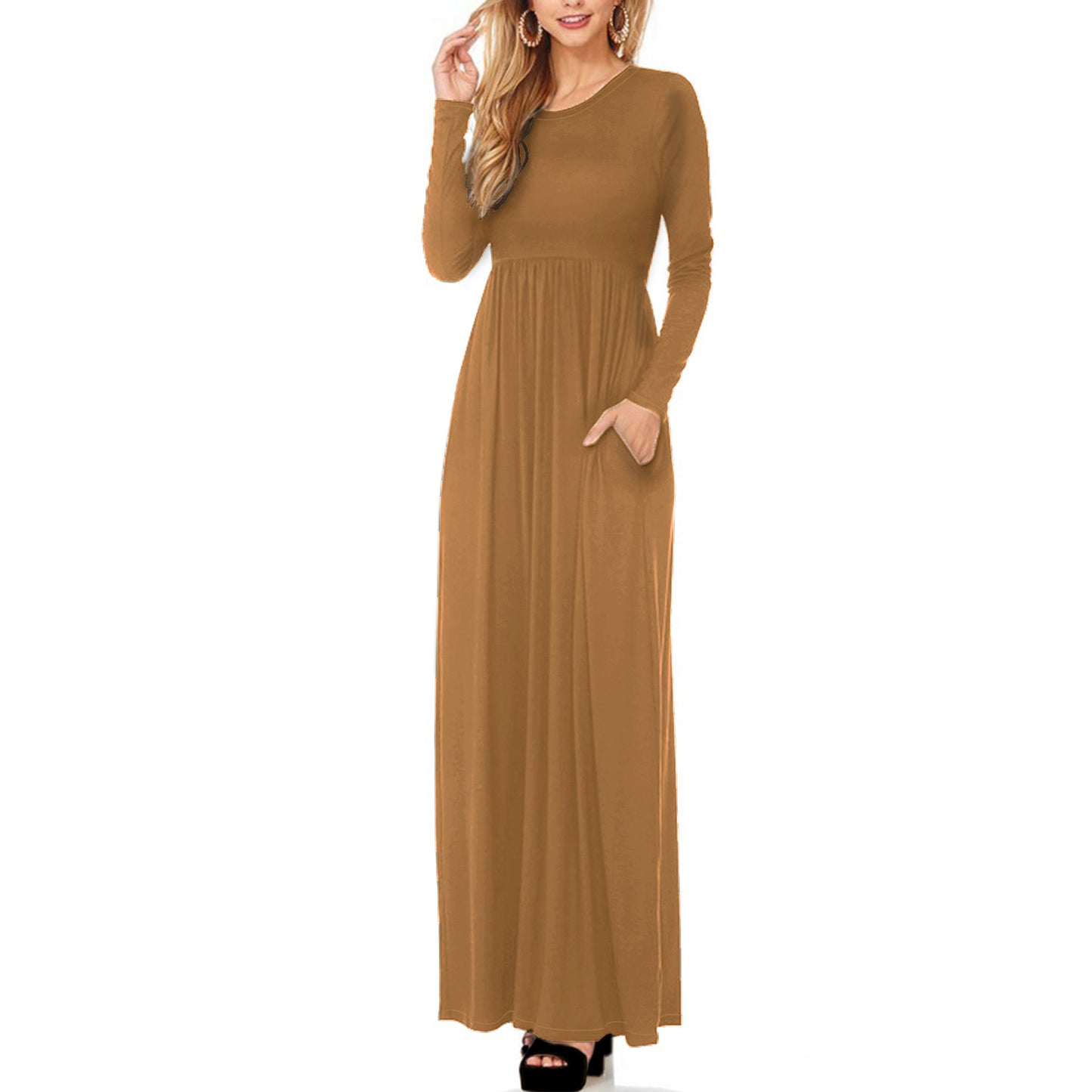 Women's Casual Long Sleeve Maternity Maxi Dress