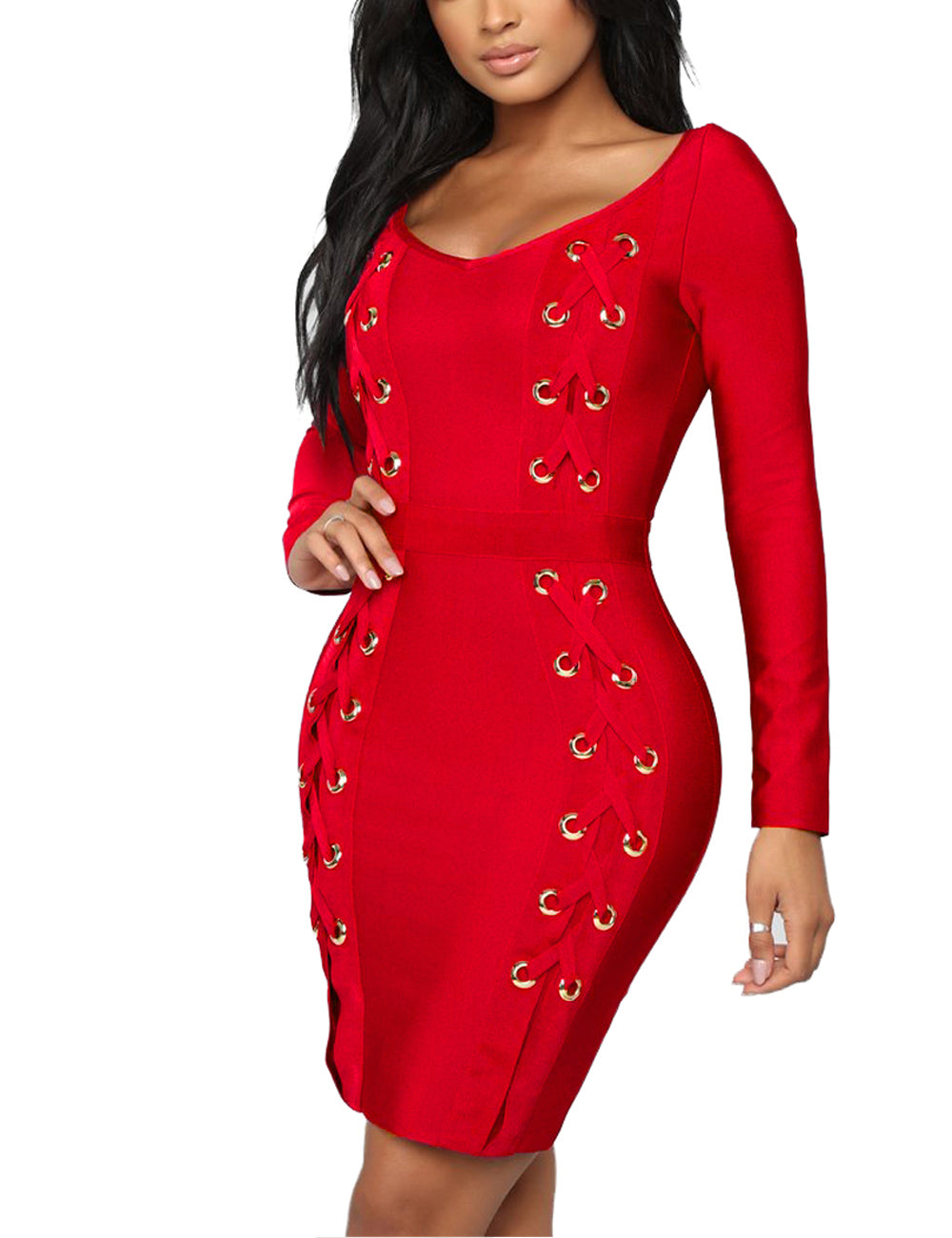 Women's V-Neck Stretch Bandage Midi Dress Fame Fashion Distribution | Affordable Women's Clothing | Fashion for Women Women's V-Neck Stretch Bandage Midi Dress Fame Fashion Distribution | Affordable Women's Clothing | Fashion for Women