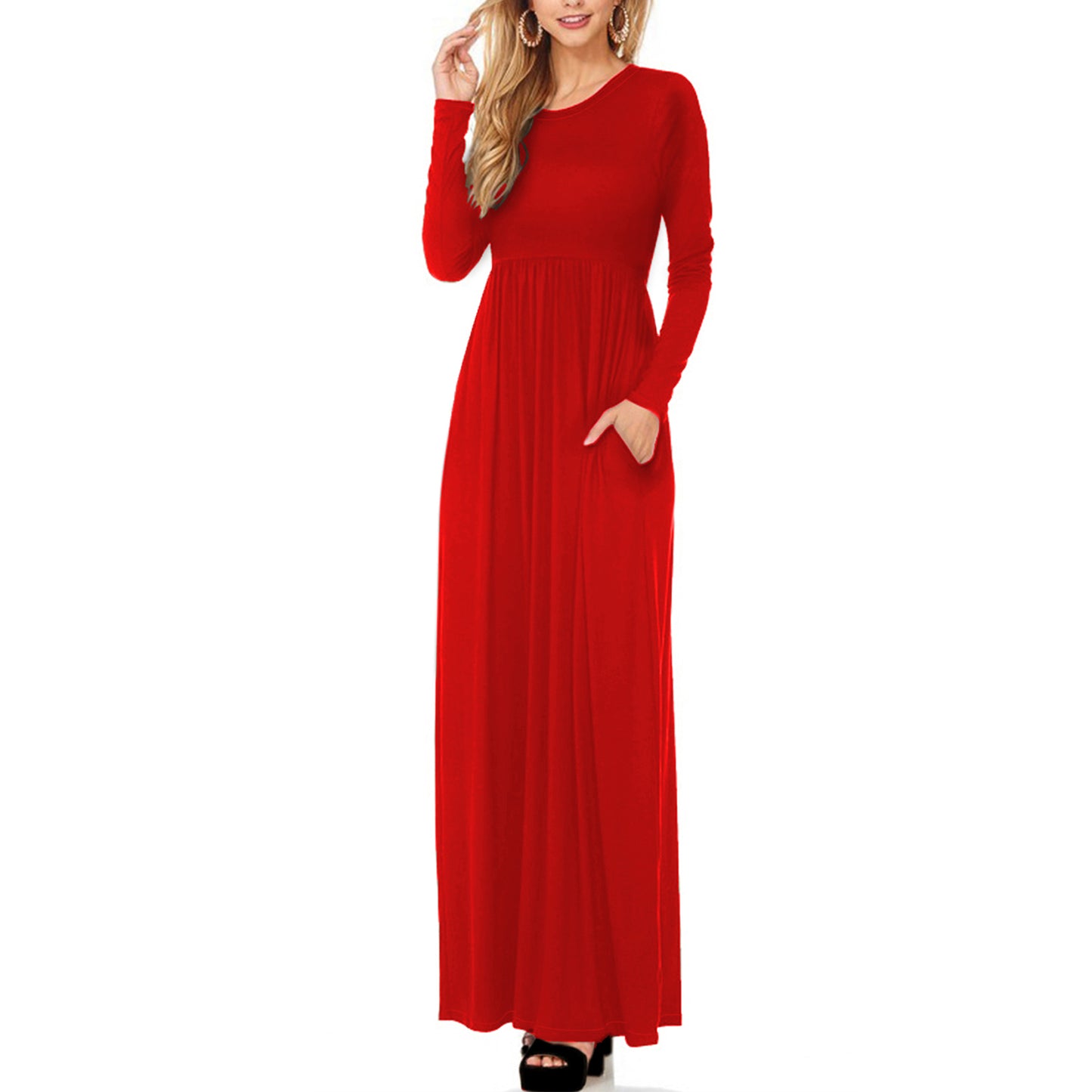 Women's Casual Long Sleeve Maternity Maxi Dress