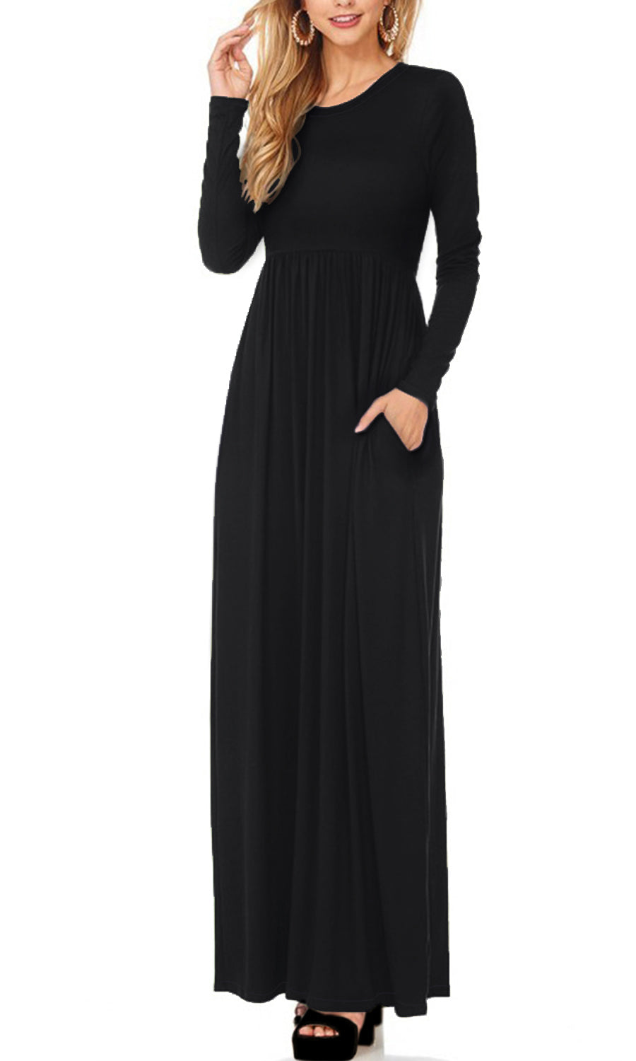 Plus Size Women Long Sleeve Maternity Casual Maxi Dress
