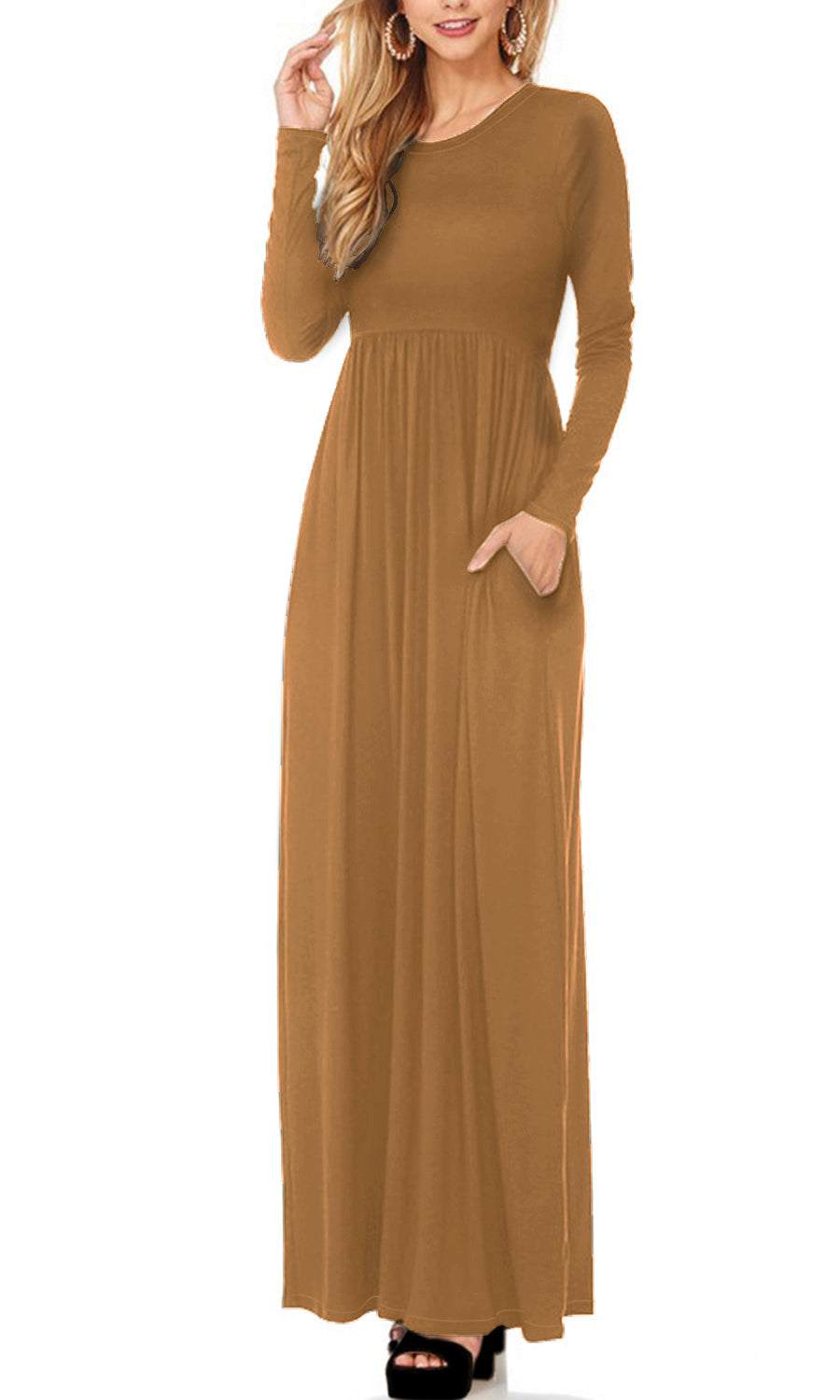 Women Long Sleeve Maternity Casual Maxi Dress
