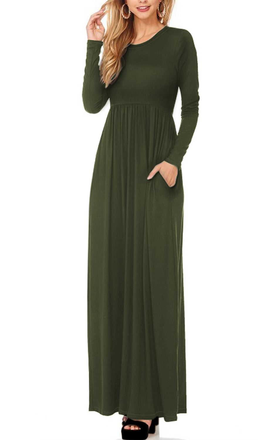 Plus Size Women Long Sleeve Maternity Casual Maxi Dress