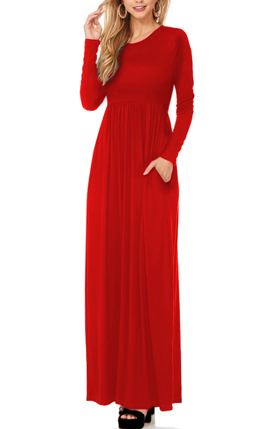 Plus Size Women Long Sleeve Maternity Casual Maxi Dress