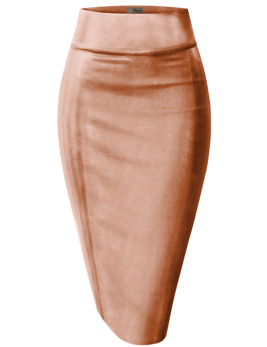 Women Metallic Pencil Skirt for Office Wear