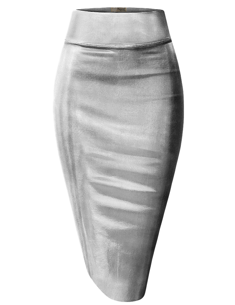 Women Metallic Pencil Skirt for Office Wear