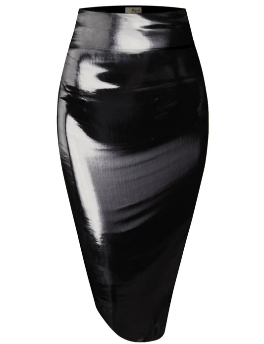 Women Metallic Pencil Skirt for Office Wear