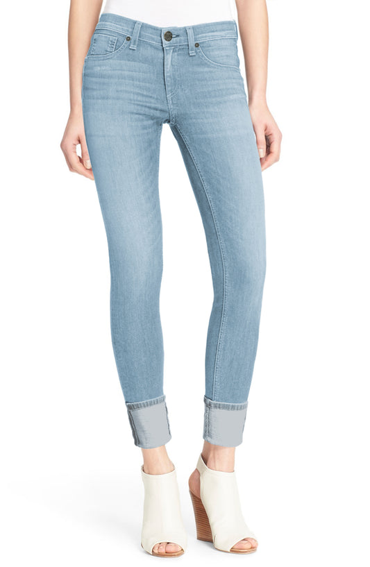 Plus Size Women Deep Cuff Denim Jean