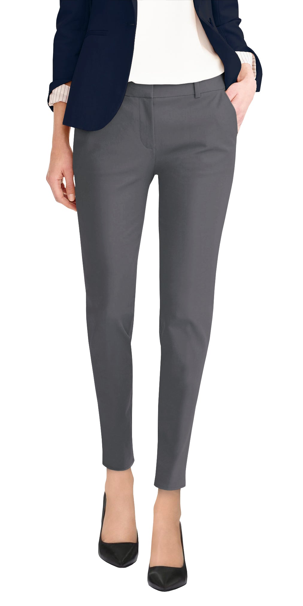Plus Size Womens Premium Stretch Flat Front Trousers Pants